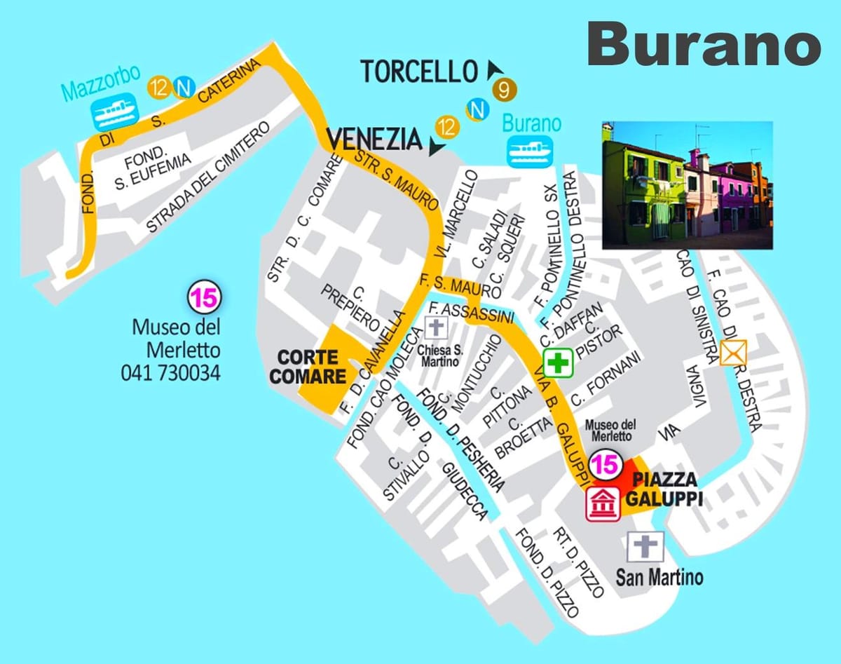 carte de l'île de burano, Venise