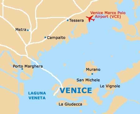 l'aéroport de Venise en italie carte