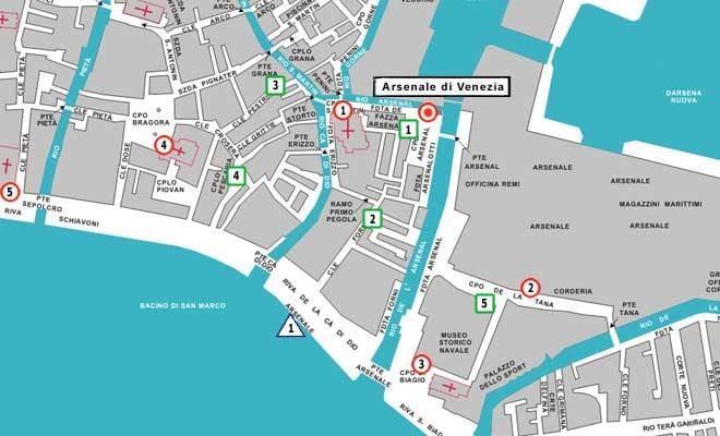 carte de l'arsenale de Venise