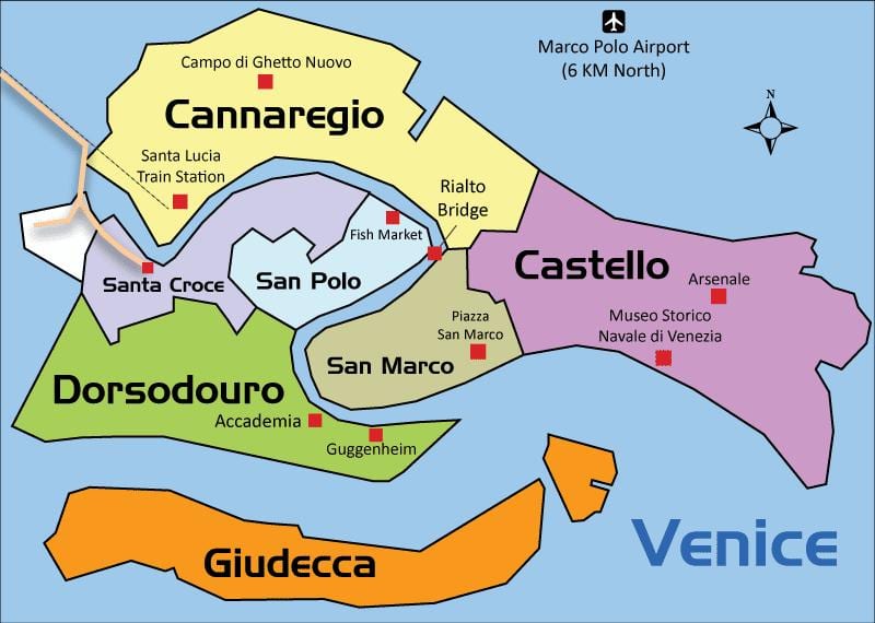 carte du quartier de cannaregio à Venise