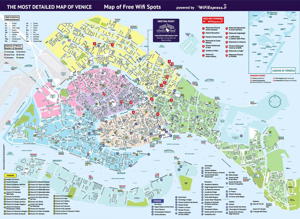 carte de Venise en italie attractions