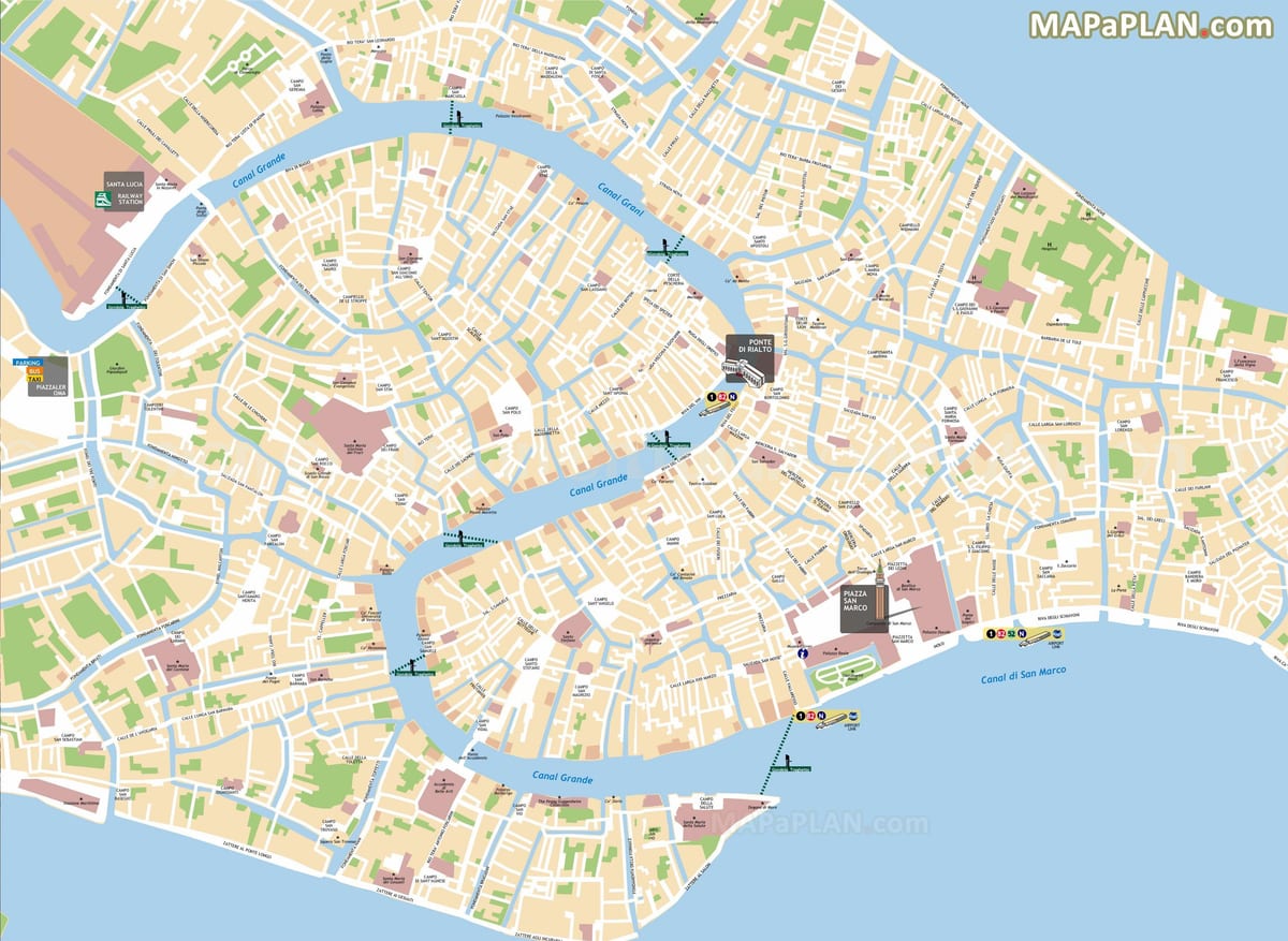 carte de Venise gondole de route