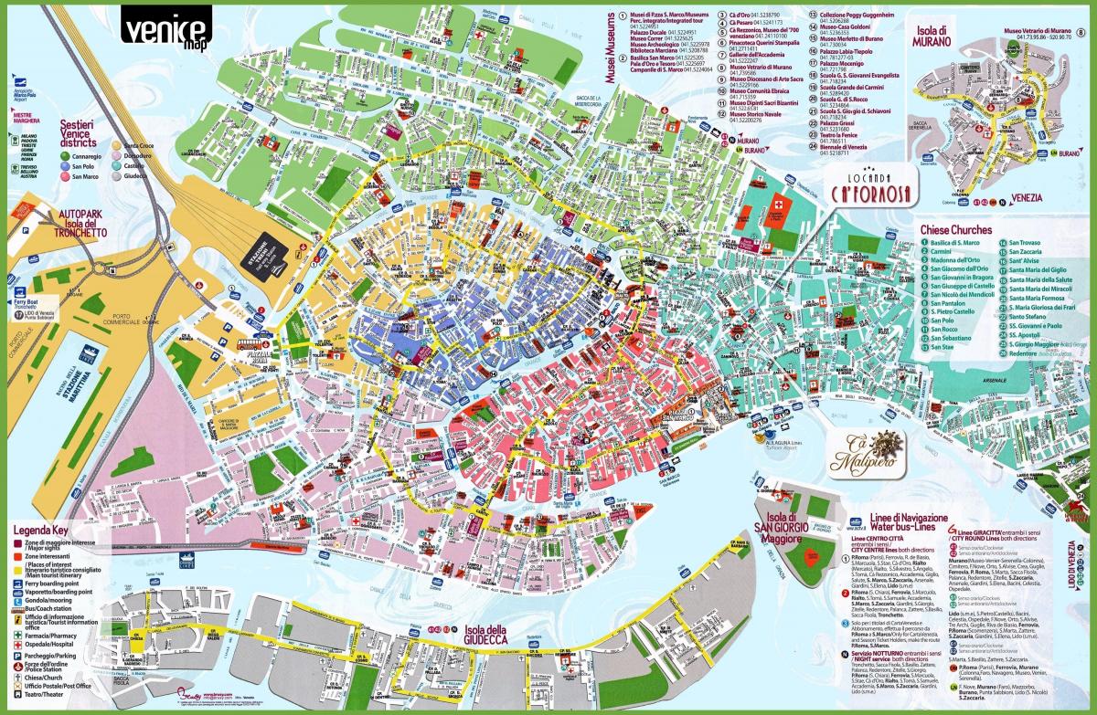 carte de Venise églises
